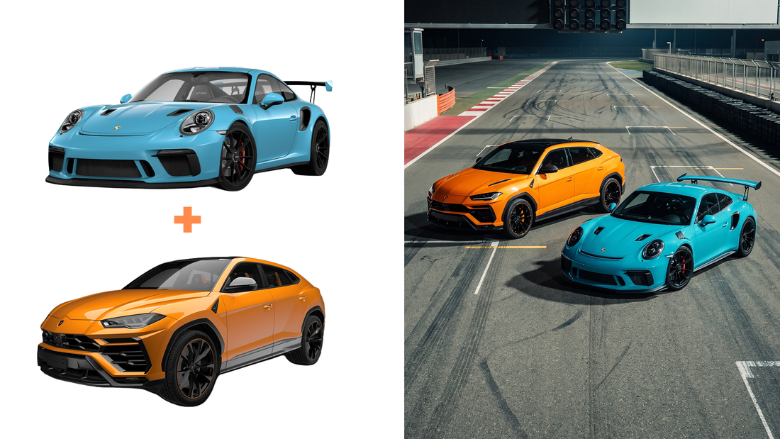 Image produit créée avec l'IA, automobile en décor studio