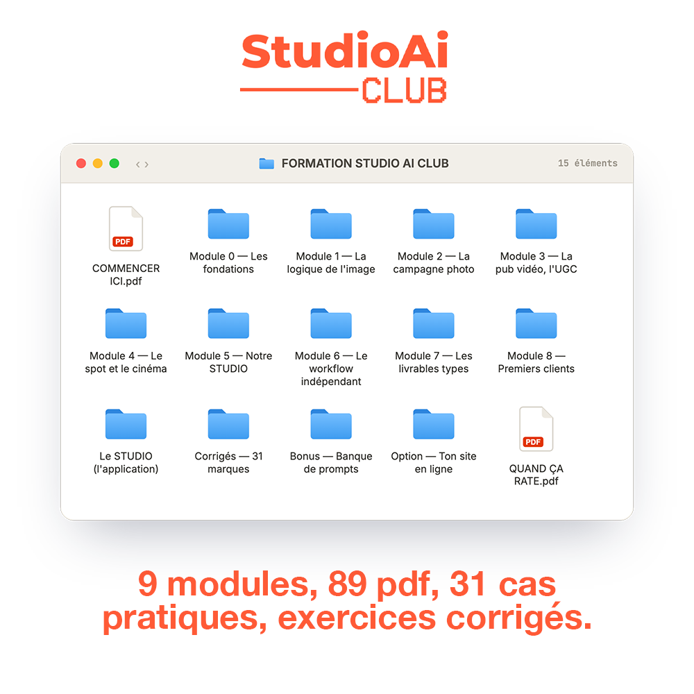 9 modules, 89 pdf, 31 cas pratiques, exercices corriges